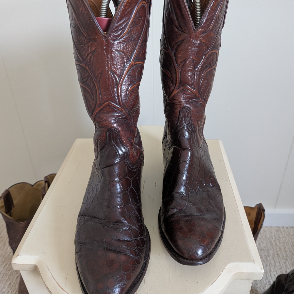 Lucchese Dark Brown Leather Western Boots